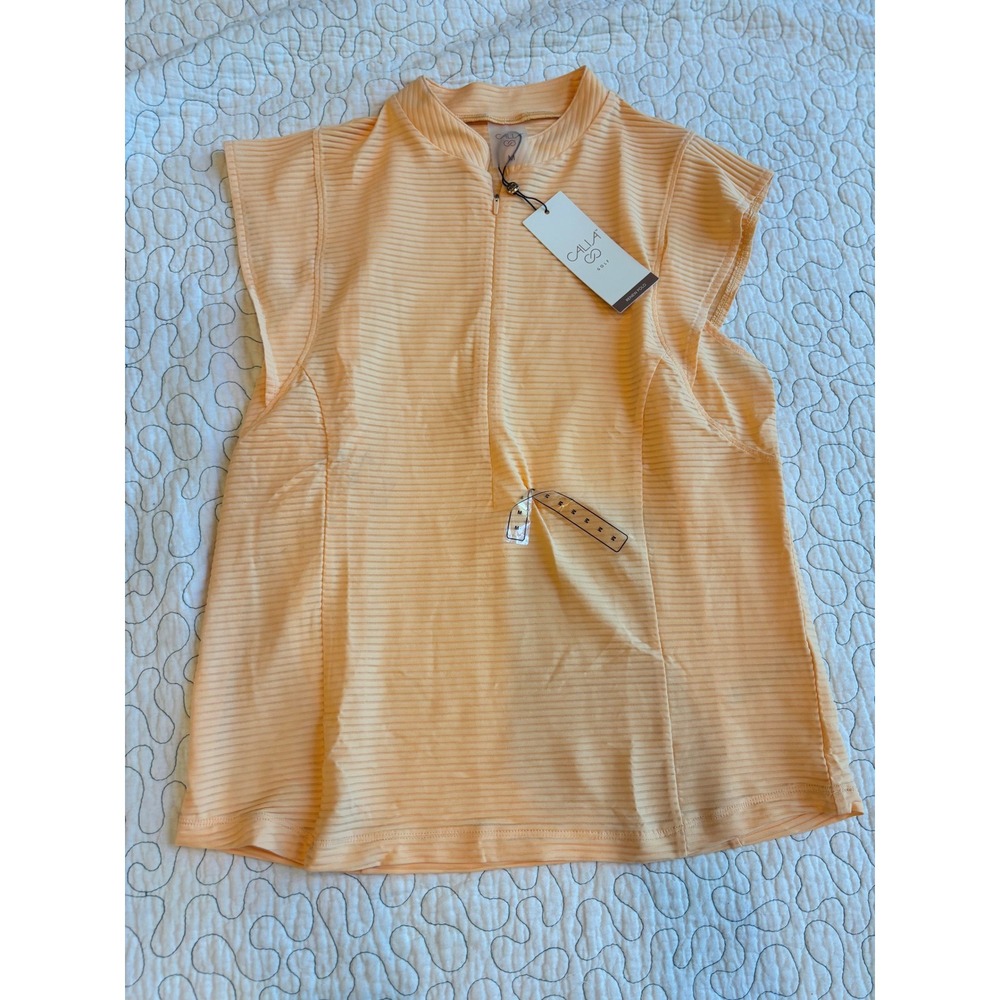 Calia Golf Womens Renew Cap Sleeve Polo Shirt Peach Sherbet Size Medium